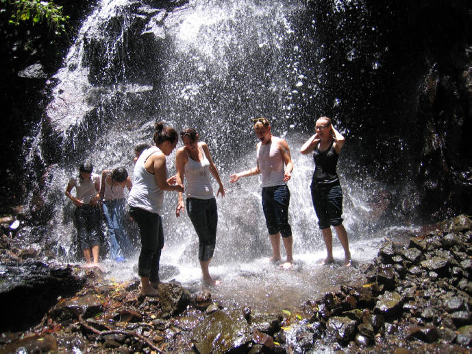 fun at the waterfall